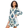 thumbnail image 3 of FORMRS Womens Long Sleeve Nightgowns Crew Neck Sleep Shirt Soft Pajamas Sizes S-3XL, Green Geometric Pattern, 3 of 8