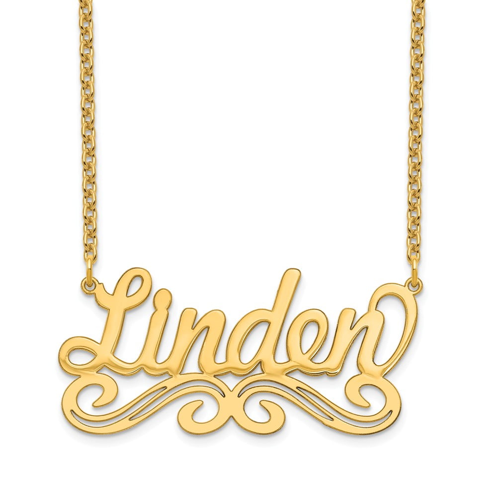 Solid 14k Yellow Gold Nameplate Pendant 