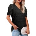 thumbnail image 1 of Tops de manga corta con mangas abullonadas, camiseta de verano con cuello en V y mangas abullonadas, camiseta de lunares suizos con cuello en V, confiabilidad excepcional, 1 of 5