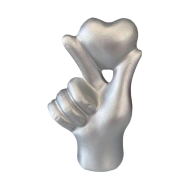 Escultura de mano con forma de corazón de amor, adorno de escritorio para aniversario o fiesta de cumpleaños. Plateado