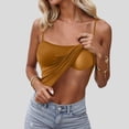thumbnail image 6 of Women Tanks Camis Seamless Comfort Camisole Built In Bra Padded Tank Top For Everyday Wear And Layering Brown M, 6 of 8