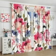 thumbnail image 4 of Watercolor Floral Curtains, Leafy Floral Nature Pattern Illustration Style Art Home Decor, Blackout Curtains for Bedroom Living Room, 2 Panel Set,42X54 Inch, 4 of 6