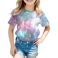thumbnail image 2 of FINALGANG Boys Girls Galaxy Print TShirts Kids CrewNeck Short Sleeve Lightweight Casual Tees For Streetwear Daily Wear Classic Top, 2 of 3