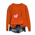 thumbnail image 4 of Tdoqot Womens Valentines Shirts- Long Sleeve Heart Print Cute Casual Pullover Sweatshirt Tops Orange Size L, 4 of 5
