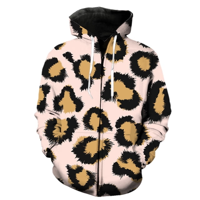 Sudadera con capucha y cremallera para hombre, con textura de piel de animal, estilo Harajuku, con estampado 3D, informal, de gran tamaño, gran oferta 2024, estilo hip hop para adolescentes.
