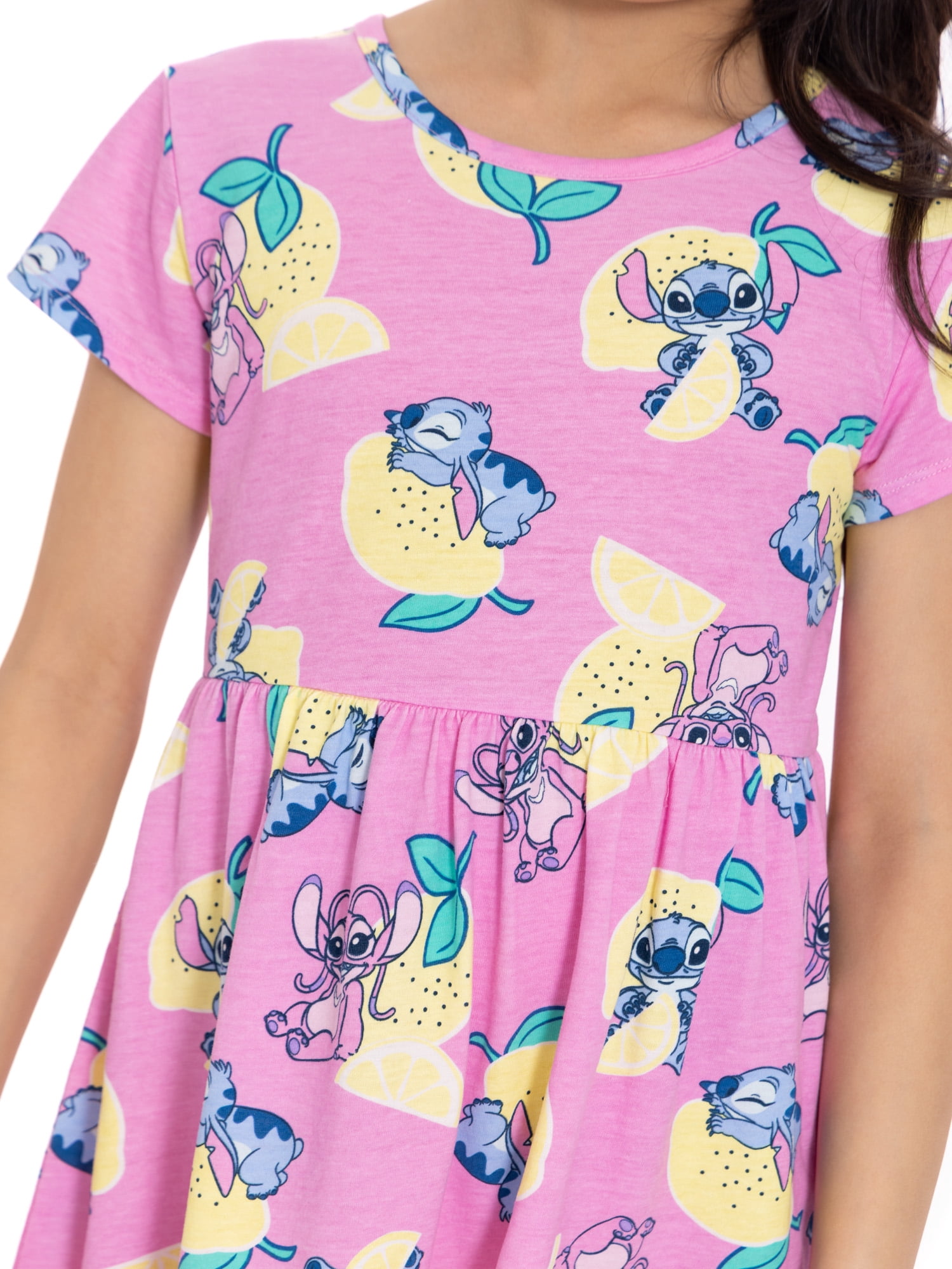 Stitch Girls Allover Print Dress with Short Sleeves, Sizes 4-12