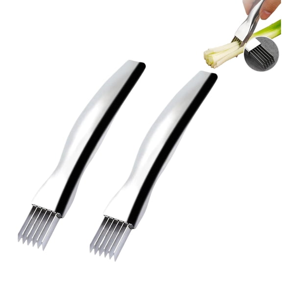 Stainless Steel Green Onion Slicer and Vegetable Cutter, Sharp Scallion Shredding Chopper, Kitchen Knife Alternative (2 Pcs)