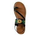 thumbnail image 2 of Xfvqtps Sandals for Womens Toe Ring Flip Flop Sandals Flower Embroidered Flat Bottomed Open Toe Slip on Elastic Band Non Slip Beach Summer Thong Sandals Black, 2 of 9