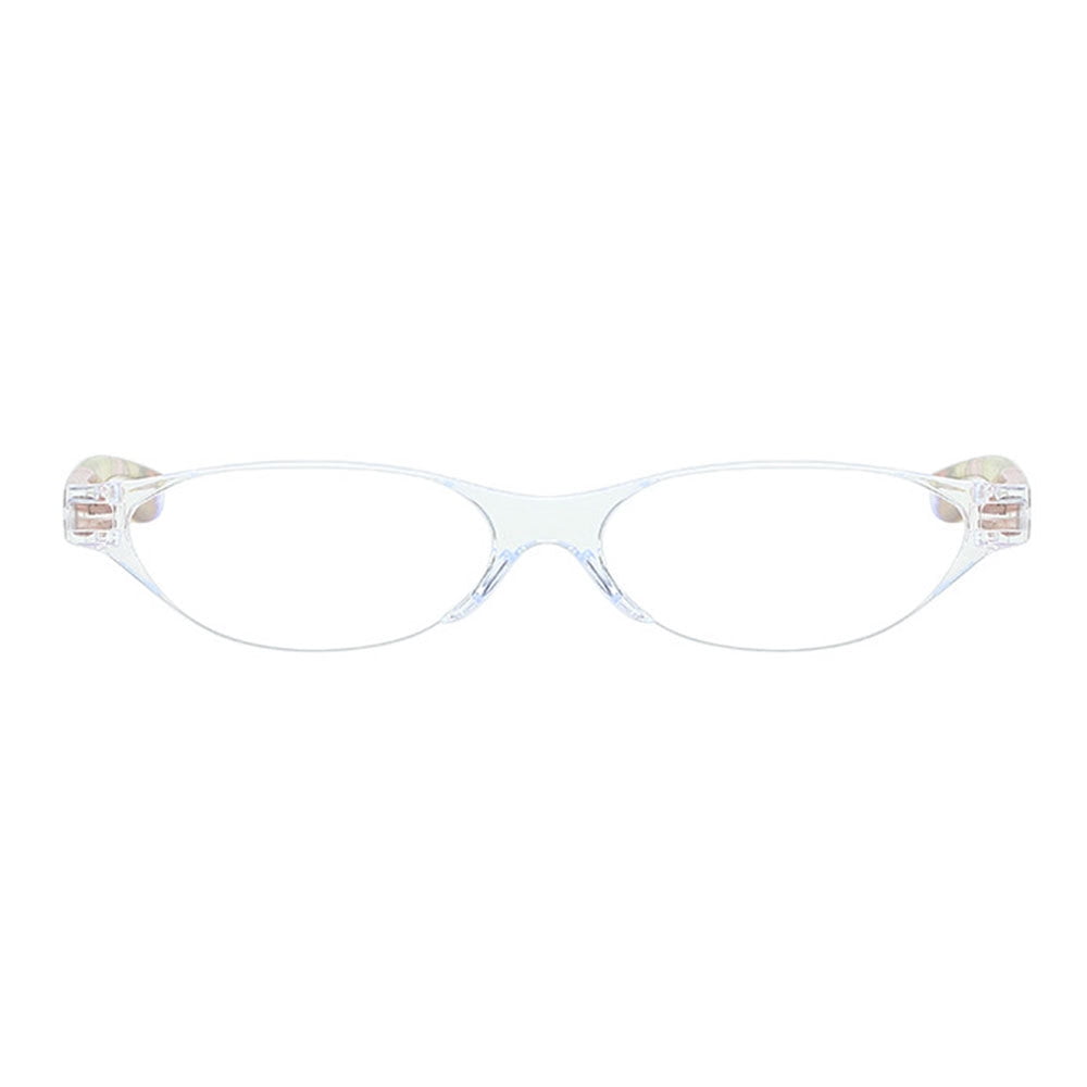 3 Pairs of Oval Clear Frame Yellow Green Temple Anti-Blue Light Reading Glasses for Women Printed Ultralight Presbyopia Glasses Plastic Readers +3.00 with Case