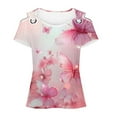 thumbnail image 5 of Summer Savings Clearance Staron Womens Summer Tops Eyelet Embroidery Short Sleeve Tops Spring Summer Cold Shoulder V Neck Floral Print Basic Tees, 5 of 5