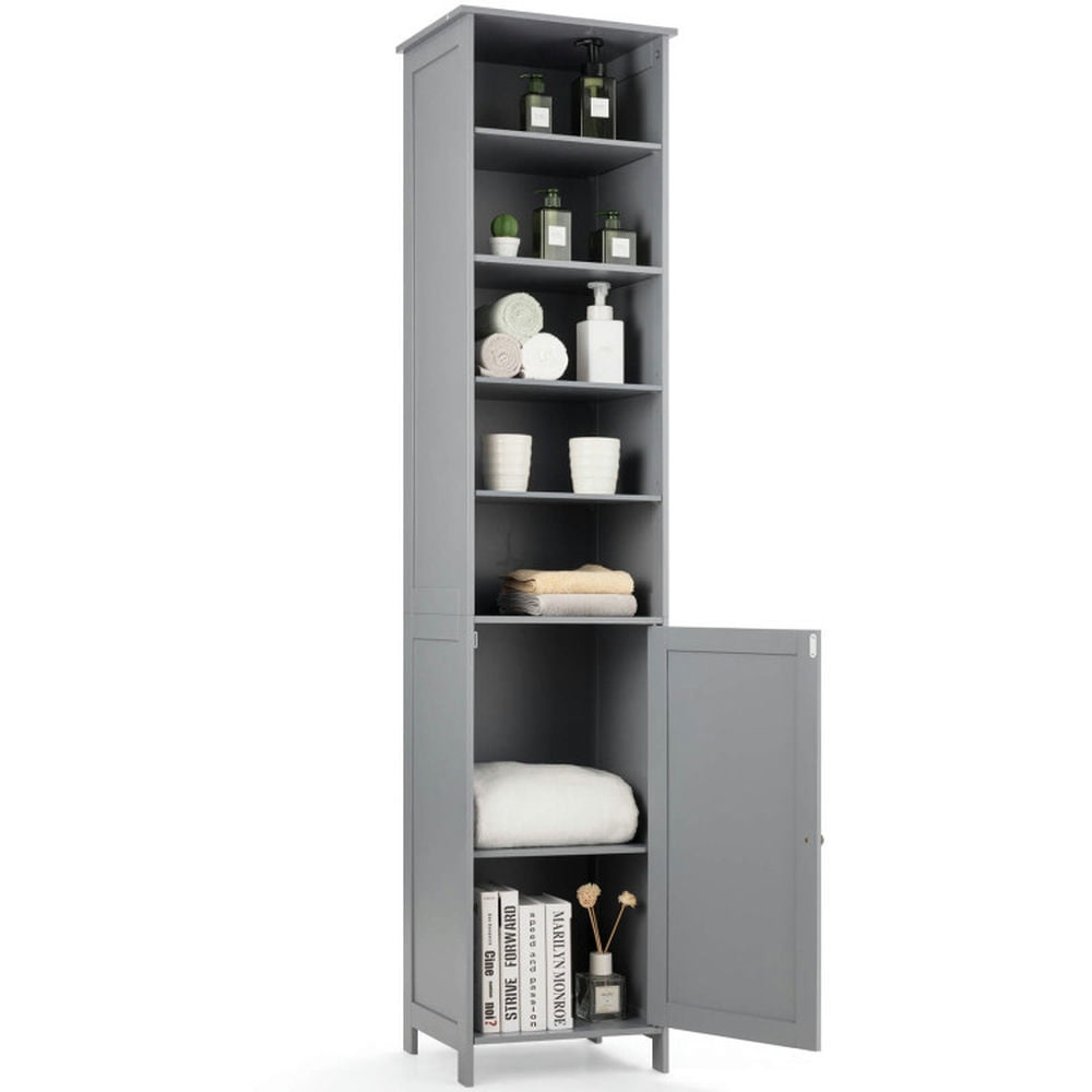 Finihen Bathroom Storage Cabinet, Bathroom Floor Cabinet, 72 Inches Free Standing Tall Floor Bathroom Storage Cabinet, for Bathroom, Living Room, Bedroom, Kitchen, Gray Finihen Bathroom Storage Cabinet, Bathroom Floor Cabinet, 72 Inches Free Standing Tall Floor Bathroom Storage Cabinet, for Bathroom, Living Room, Bedroom, Kitchen, Gray
