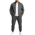 thumbnail image 2 of LYSMORA Men's Bomber Tracksuit Set Full Zip Jacket Drawstring Jogger Pants Outfit for Casual Walks and Light Training, 2 of 7
