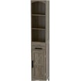 thumbnail image 2 of JERFIT 66.9" Tall Narrow Bathroom Cabinet with Barn Door, Freestanding Storage Organizer with Drawer & Shelves for Bathroom, Kitchen, Entryway in Weathered Gray Oak, 2 of 9