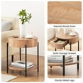 thumbnail image 4 of Round Farmhouse End Table with Drawer – Wooden Circle Side Table with Metal Frame, Ideal Nightstand for Living Room, Bedroom & Small Spaces, 4 of 7