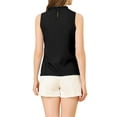 thumbnail image 3 of INSPIRE CHIC Women's Mock Neck Ruffle Sleeveless Casual Blouse Tops M Solid Black, 3 of 8