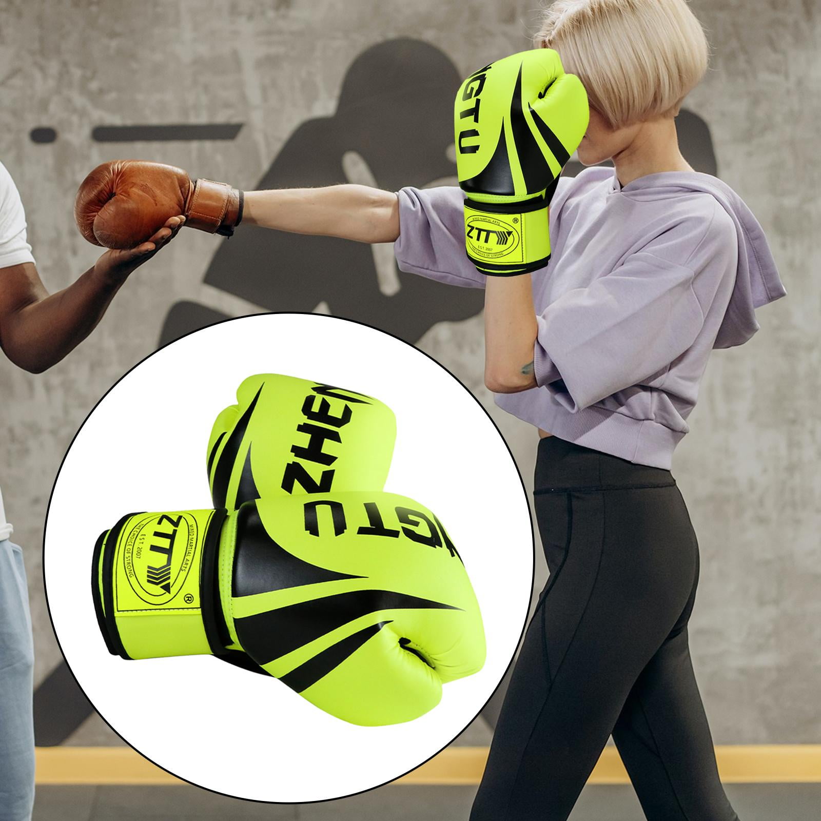 DimyFew Boxing Gloves Durable Lightweight Mma Protective Gear Sparring Gloves Karate for Green
