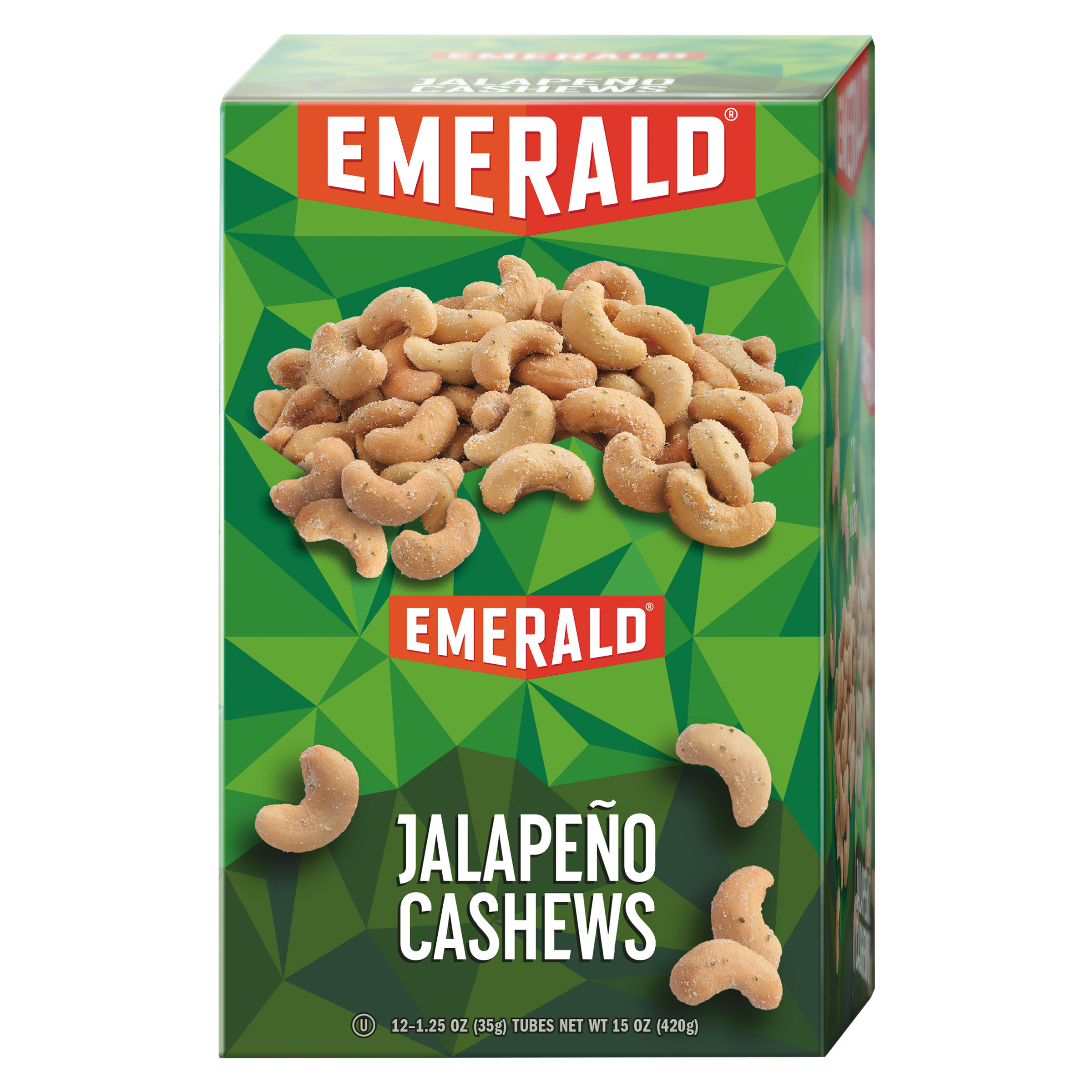 Emerald Snack Nuts, Jalapeno Cashews, 1.25 oz Tube, 12 Box by Diamond Foods