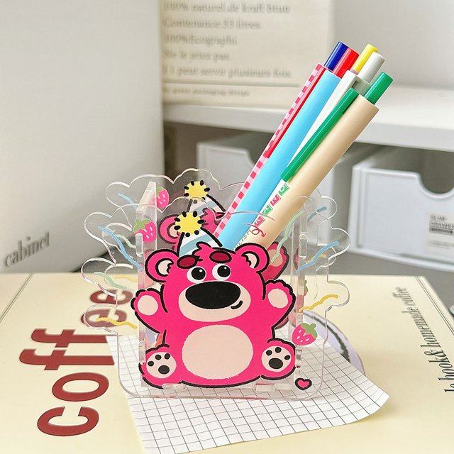 Portalápices de acrílico transparente Pochacco, accesorio de almacenamiento de escritorio, gran capacidad, diseño de dibujos animados de anime para estudiantes, femenino