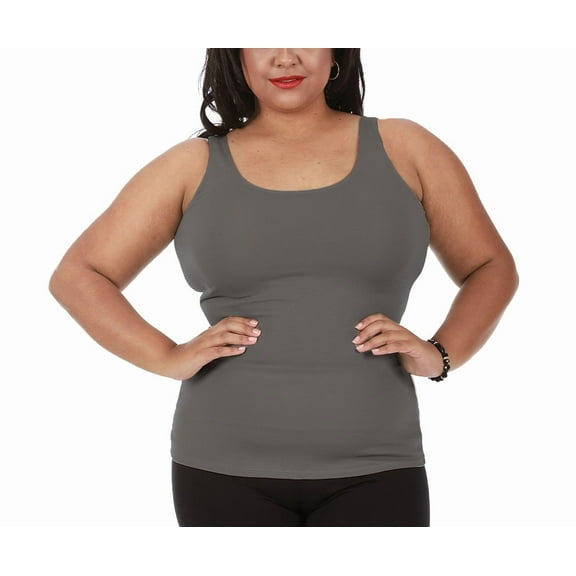 InstantFigure Curvy Plus Size Casual Scoop Neck Tank Top 168021C