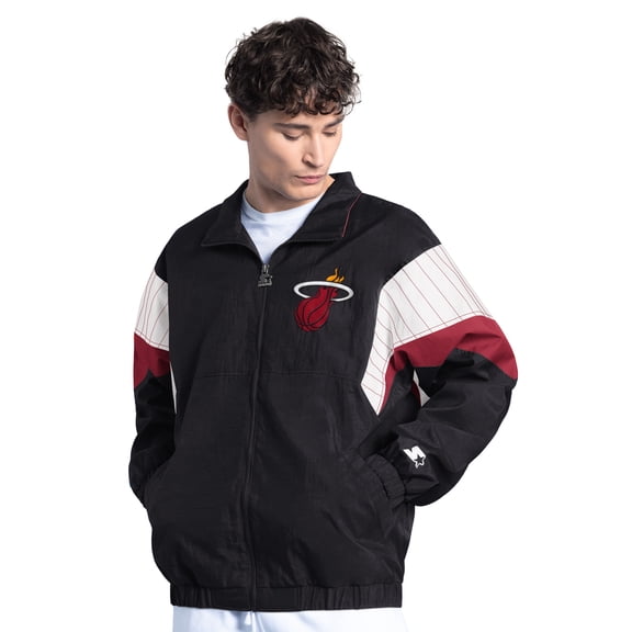 Men's Starter Black Miami Heat Yard Line Full-Zip Jacket