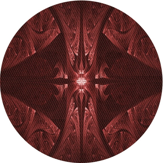 Ahgly Company Machine Washable Indoor Round Transitional Fire Brick Red Area Rugs, 4' Round