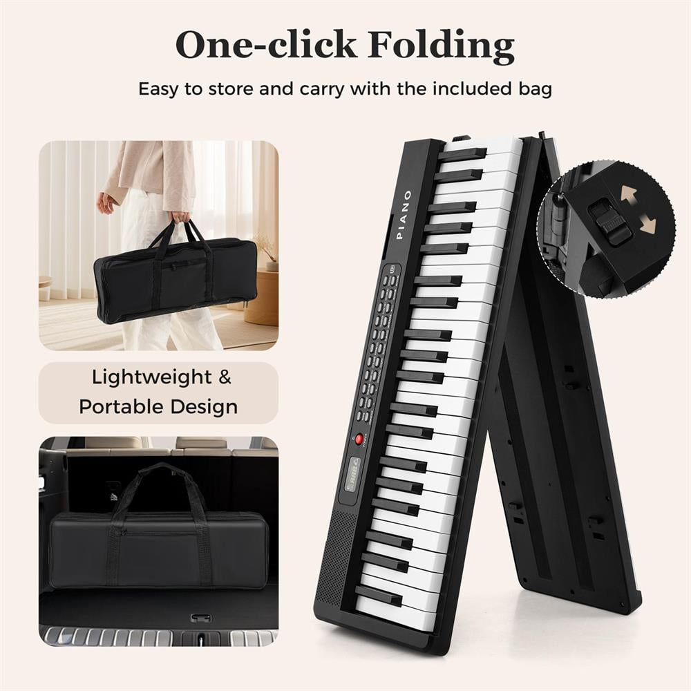 Topcobe 88 Key Foldable Piano Keyboard Portable Semi Weighted Electric Piano, Keyboard Piano, Music Keyboard-Black