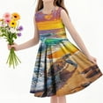 thumbnail image 4 of Drses‌ ‌‌‌‌‌‌‌‌‌‌2025 Girls' Summer Dress (4-14T) - Sleeveless Twirly Swing Dress with 3D Print | A-Line Beach Sundress & Playwear, 4 of 6