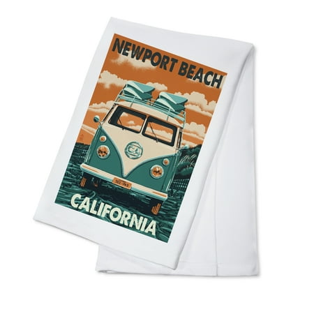 Newport Beach, California - Camper Van  - Lantern Press Artwork (100% Cotton Kitchen
