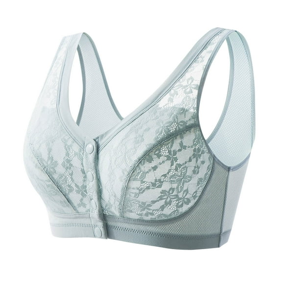 Womens Everyday Bras, Daisy Bras for Older Women Front Closure Bra Cotton Full Coverage Comfort Senior Wireless Snap Closing Seamless Bra S-4XL