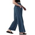 thumbnail image 4 of Hanerdun Women Elastic Waist Yoga Pants Female Wide Leg Casual Bottoms Dark Blue S, 4 of 5