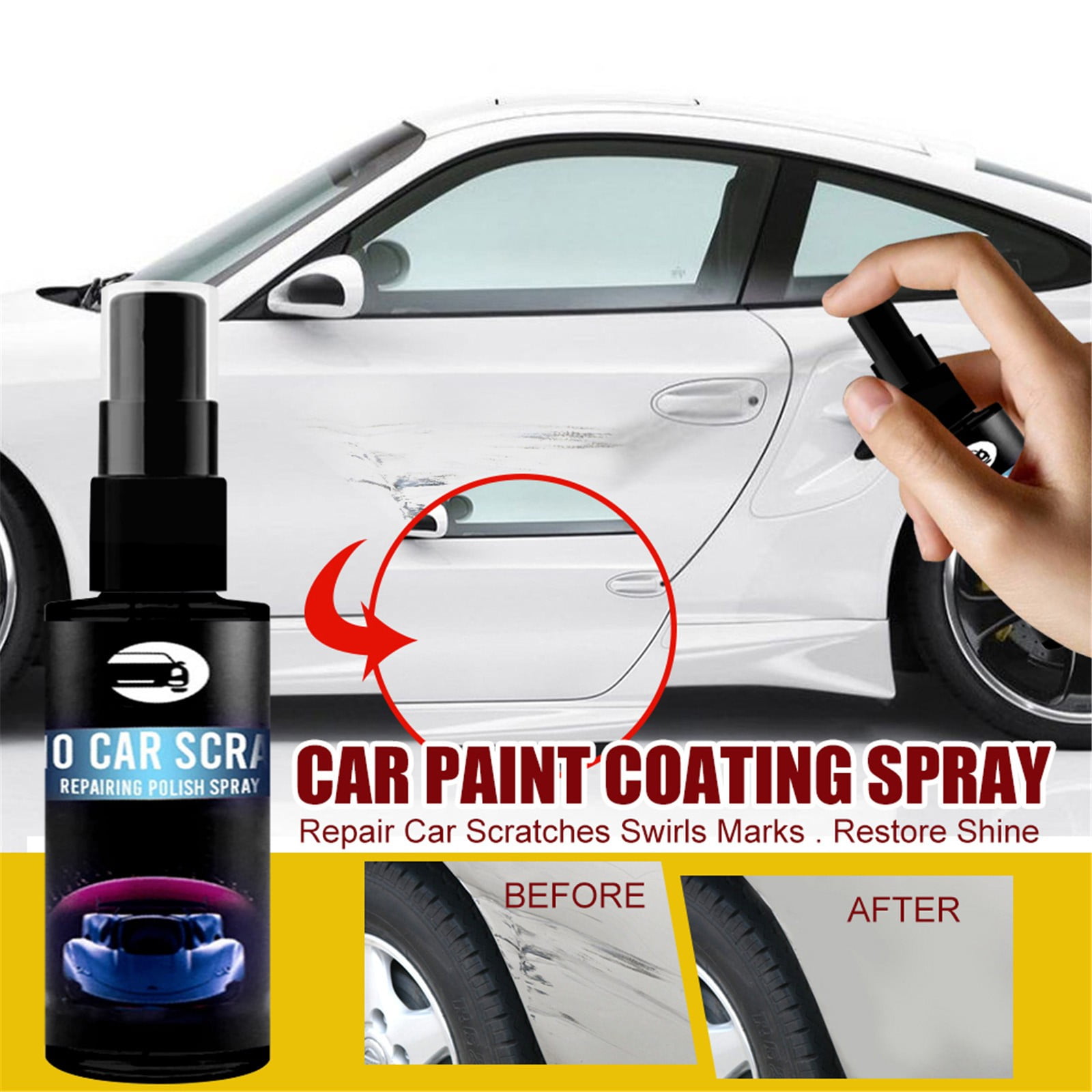 Car Nano Repairing Spray, Fast Repair Scratches Repairing Polish Spray for  Auto Detailing Glasscoat Car Polish 30/50/100/120ML 