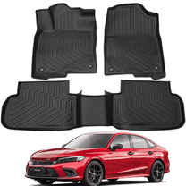 Car Floor Mats for 2022-2023 Honda Civic - Custom Fit TPE Rubber Non-Slip Automotive Floor Liners, Easy to Clean All-Weather Car Mats