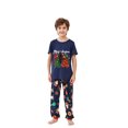 thumbnail image 3 of Odeerbi Christmas Pajamas for Family Holiday Short Sleeve Family Christmas Pajamas Matching Sets Kids Casual Print Top with Bottom Outfits Home Wear Sleepwear Family Matching PJs Set Blue, 3 of 7