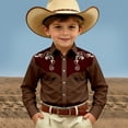 thumbnail image 2 of Gunia Western Cowboy Shirts For Boys Long Sleeve Print Shirt Tops Casual Button Up Blouse Youth Shirts For Boys Brown 8-9 Years, 2 of 4
