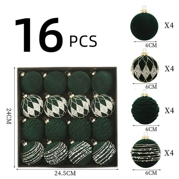 16 bolas navideñas de terciopelo flocado de 6 cm, adornos colgantes de plástico marrón para árbol de Navidad | Adornos navideños duraderos y resistentes a la decoloración para árbol, puerta, pared,