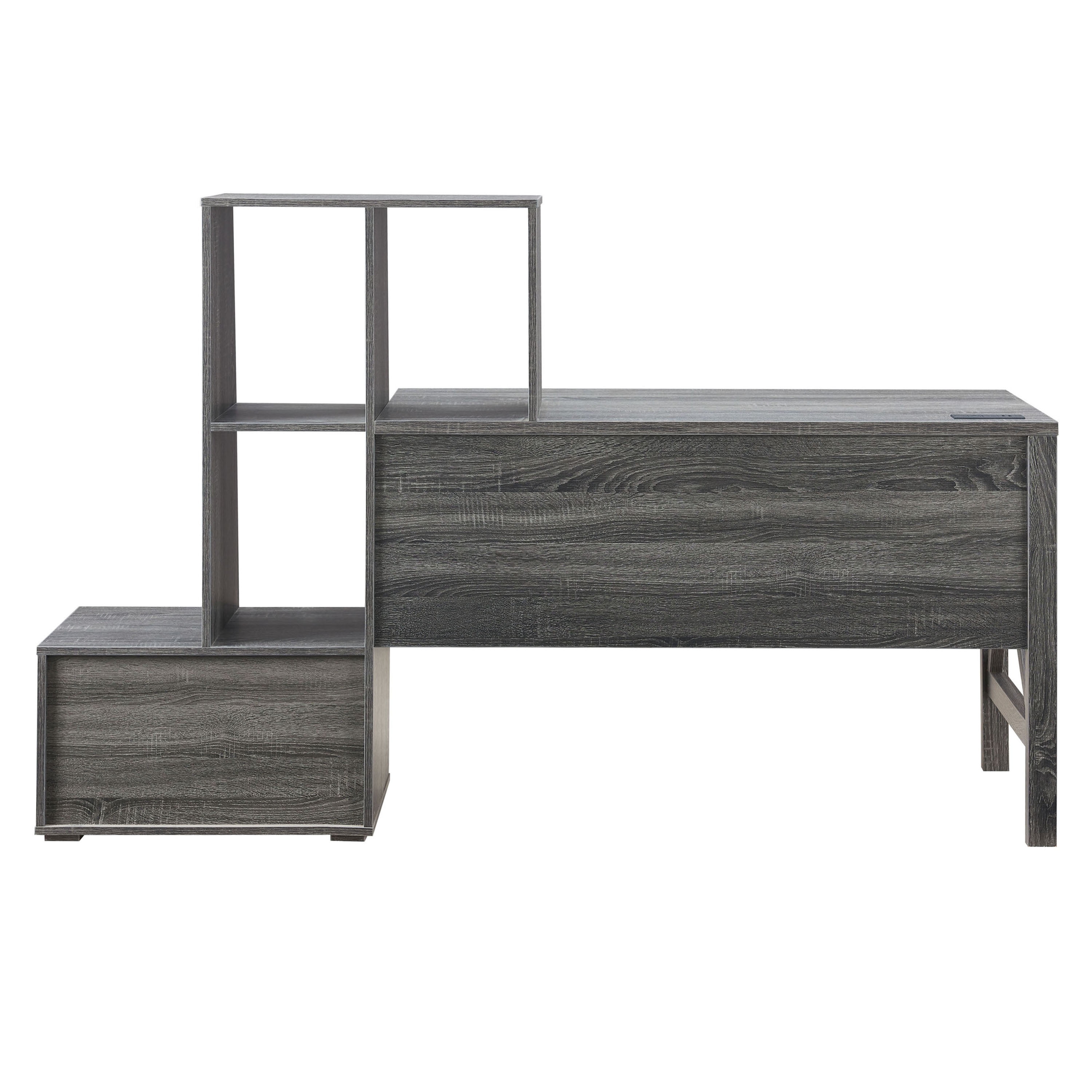 Furniture of America Sinclar 70-inch Desk with USB Port, Distressed Gray