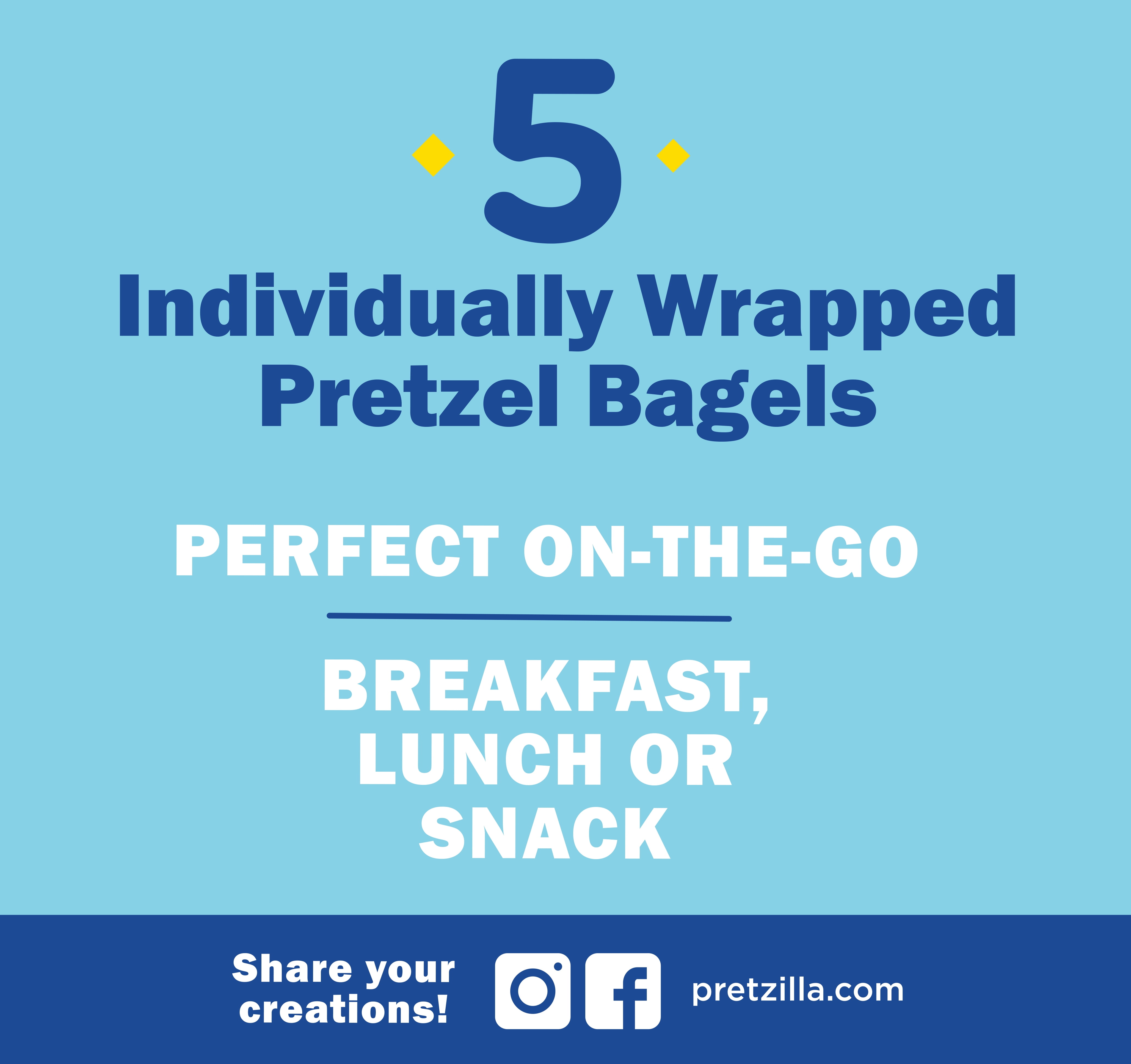 Pretzilla Soft Pretzel Bagels, Individually Wrapped, Vegan, Non-GMO, 14.4oz, 5 Count