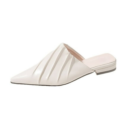 

2024 Summer New Pleated Design Slippers Women‘s Pointed Slim Bottom Half Slippers Women‘s Outer Wear