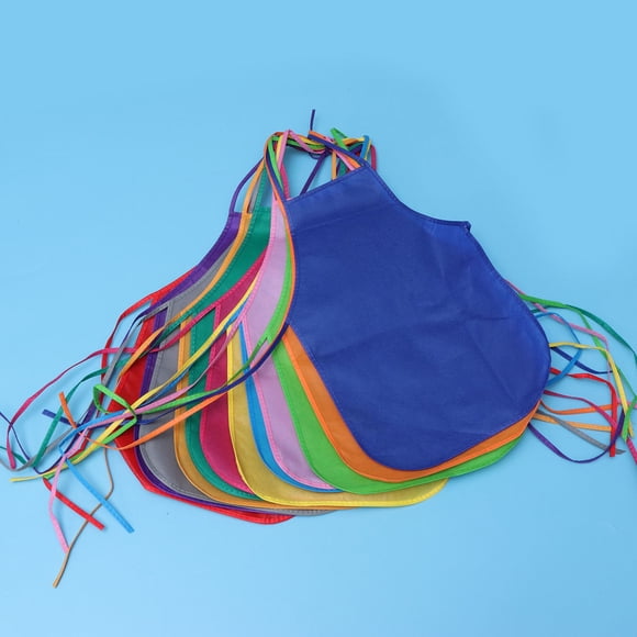 SKISUNO 12Pack Kids Paint Apron Non-Woven Fabric Protective Waterproof for Art and Class Crafts