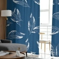 thumbnail image 4 of Sheer Curtains 84 inches Long, Blue Transparent Gradient Leaf Watercolor Light Filtering Sheer Window Curtains Rod Pocket Voile Drapes for Bedroom Living Room, 52"W x 84"L 2 Panels, 4 of 7
