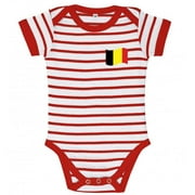 Belgium Striped Baby Bodysuit, Red & White - 6-12 Months
