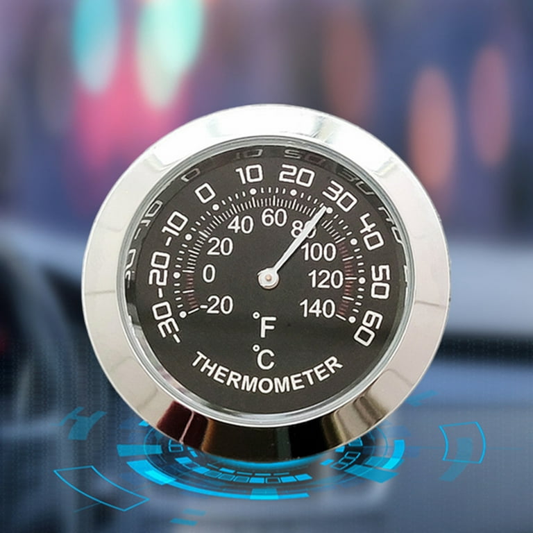 GRJIRAC Auto Car Vehicle Thermometer/Hygrometer Clock Mini Small Classic  Dashboard Thermometer Car Cool Decoration Metal Alloy 