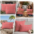 thumbnail image 5 of Red Outdoor Waterproof Pillow Covers, Country French Rustic Buffalo Plaid Modern Art Decorative Square Throw Pillowcase Sofa Cushion Sham for Patio/Couch/Chair, 20"x20" 2 Pack, 5 of 8