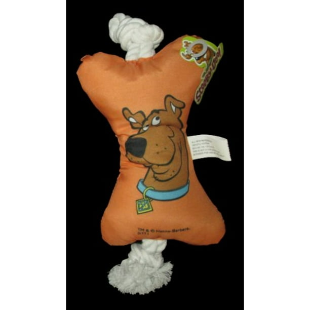 Scooby Doo 7" Orange Stuffed Bone W/Knotted Rope Dog Toy