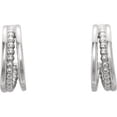 thumbnail image 2 of FB Jewels 14k White Gold Beaded Hoop Earrings, 2 of 2