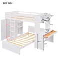 thumbnail image 6 of Twin Size Solid Wood Loft Bed with a Stand-alone bed, Shelves, Desk, and Wardrobe, Multifunctional Loft Bed with Ladder, Shelves, Wooden Loft Bed, No Box Spring Needed(White), 6 of 8