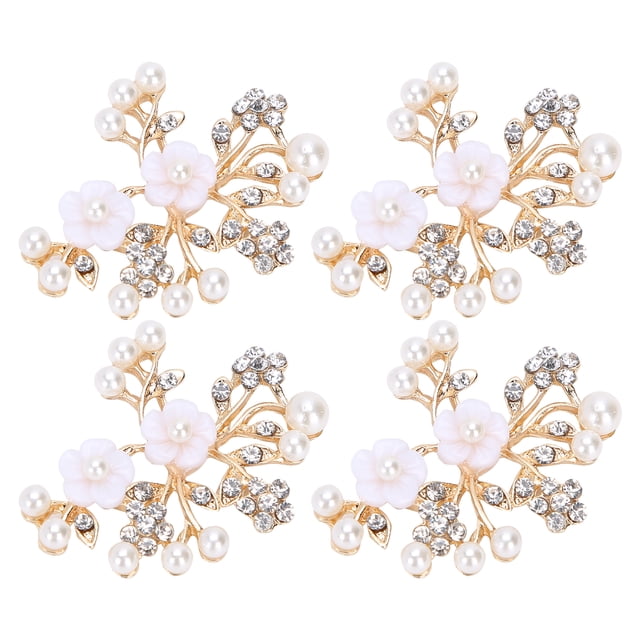 Uds. Hebilla con forma de flor de cristal hueca, ropa, bolsos, zapatos, hebilla, accesorios de decoración, 5,2x4,2 cm, NO.1, hebilla con forma de rama de flor de perla