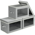 thumbnail image 1 of Homsorout Storage Bins with Lids, Fabric Cube Storage Organizer Bins with Clear Window, Foldable Storage Baskets, Closet Organizers and Storage Boxs for Cloth, Toys, Books, DVDs, 3 Pcs, Light Grey, 1 of 6