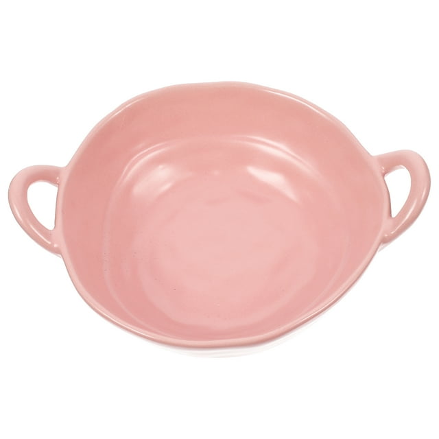 Ceramic Soup Bowl Double Handle Ceramic Bowl Soup Serving Baking Bowl Multi-use Dessert Bowl