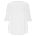 thumbnail image 4 of Blouses for Women Dressy Casual Shirts 3/4 Length Sleeve Womens Tops V Neck Ruffle Tunics Work Office Pullover, White, XXL, 4 of 7